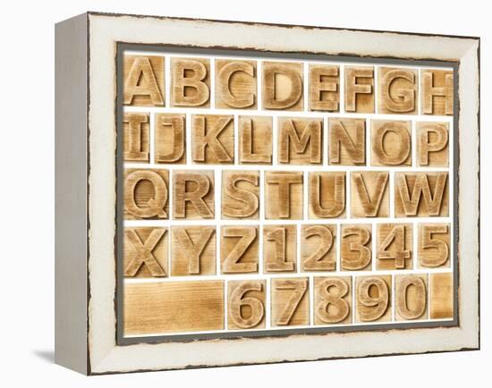 Wooden Alphabet Blocks With Letters And Numbers-donatas1205-Framed Stretched Canvas