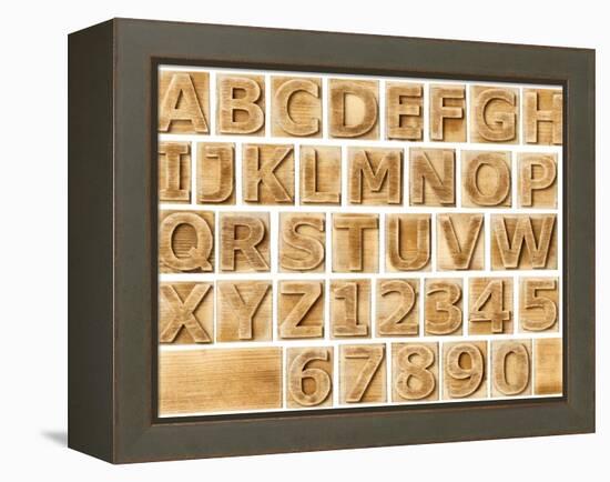 Wooden Alphabet Blocks With Letters And Numbers-donatas1205-Framed Stretched Canvas