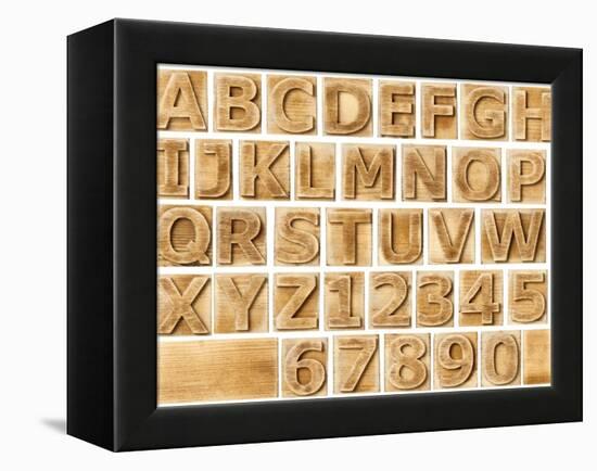 Wooden Alphabet Blocks With Letters And Numbers-donatas1205-Framed Stretched Canvas