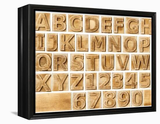 Wooden Alphabet Blocks With Letters And Numbers-donatas1205-Framed Stretched Canvas