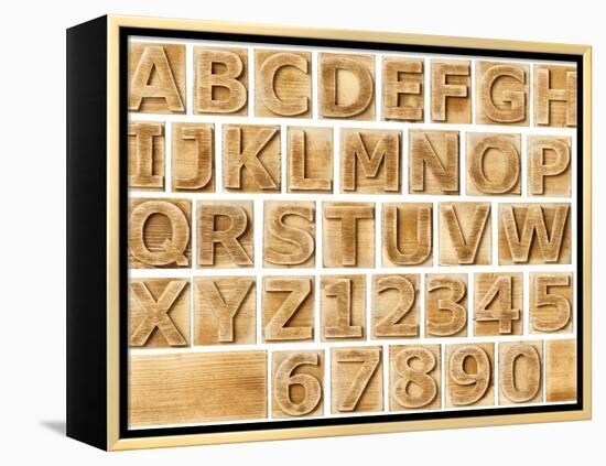 Wooden Alphabet Blocks With Letters And Numbers-donatas1205-Framed Stretched Canvas