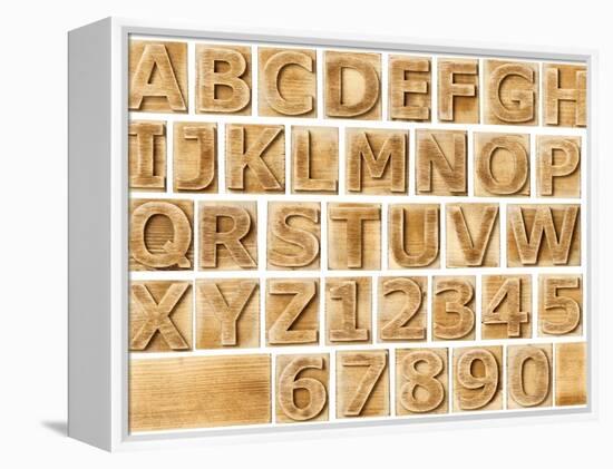 Wooden Alphabet Blocks With Letters And Numbers-donatas1205-Framed Stretched Canvas
