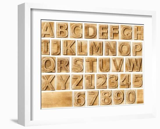 Wooden Alphabet Blocks With Letters And Numbers-donatas1205-Framed Art Print