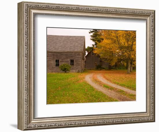 Wooden Barn and House in Rural New England, Maine, USA-Joanne Wells-Framed Photographic Print