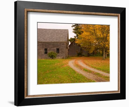 Wooden Barn and House in Rural New England, Maine, USA-Joanne Wells-Framed Photographic Print