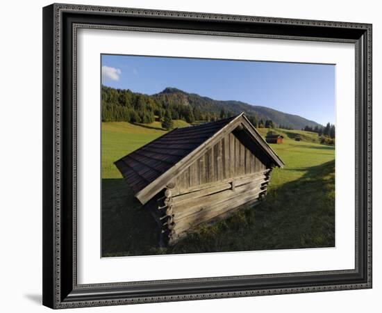 Wooden Barns Dot the Alpine Landscape, Near Garmisch-Partenkirchen and Mittenwald, Bavaria, Germany-Gary Cook-Framed Photographic Print