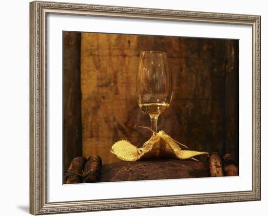 Wooden Barrels with Aging Wine in the Cellar, Domaine E Guigal, Ampuis, Cote Rotie, Rhone, France-Per Karlsson-Framed Photographic Print