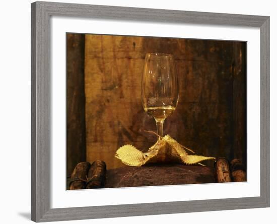 Wooden Barrels with Aging Wine in the Cellar, Domaine E Guigal, Ampuis, Cote Rotie, Rhone, France-Per Karlsson-Framed Photographic Print