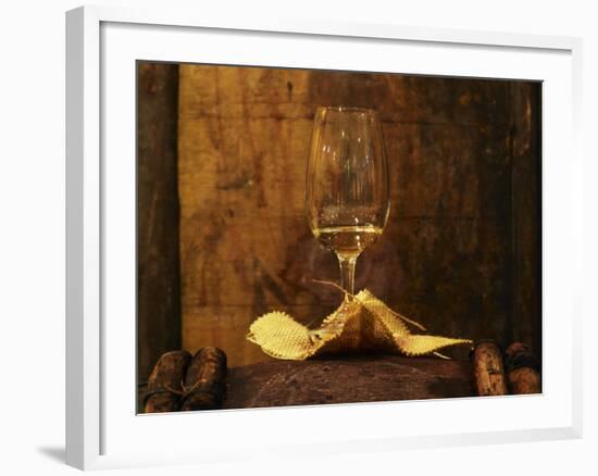 Wooden Barrels with Aging Wine in the Cellar, Domaine E Guigal, Ampuis, Cote Rotie, Rhone, France-Per Karlsson-Framed Photographic Print