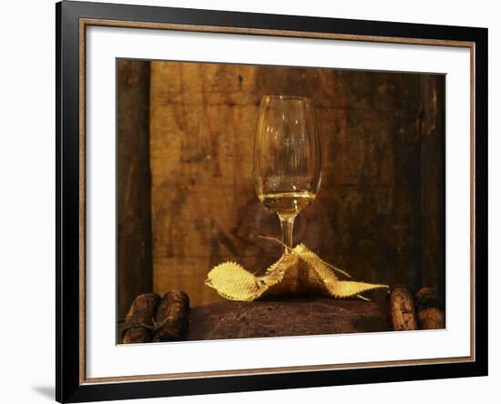 Wooden Barrels with Aging Wine in the Cellar, Domaine E Guigal, Ampuis, Cote Rotie, Rhone, France-Per Karlsson-Framed Photographic Print