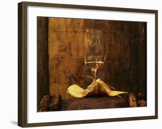 Wooden Barrels with Aging Wine in the Cellar, Domaine E Guigal, Ampuis, Cote Rotie, Rhone, France-Per Karlsson-Framed Photographic Print