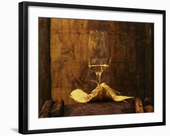 Wooden Barrels with Aging Wine in the Cellar, Domaine E Guigal, Ampuis, Cote Rotie, Rhone, France-Per Karlsson-Framed Photographic Print