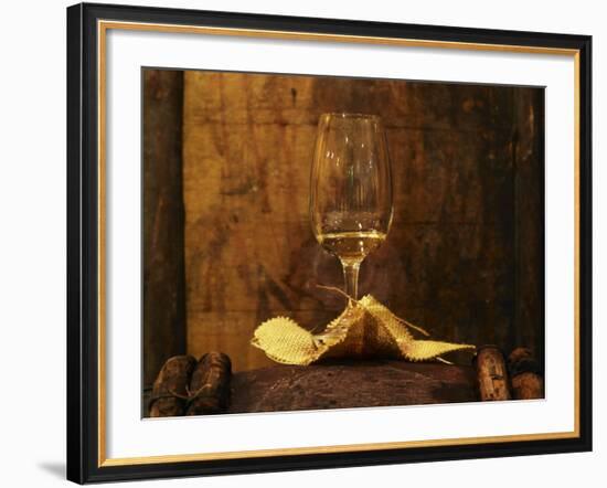 Wooden Barrels with Aging Wine in the Cellar, Domaine E Guigal, Ampuis, Cote Rotie, Rhone, France-Per Karlsson-Framed Photographic Print