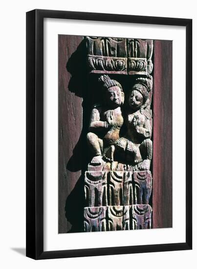 Wooden Bas-Relief Depicting Male and Female Figures-null-Framed Giclee Print