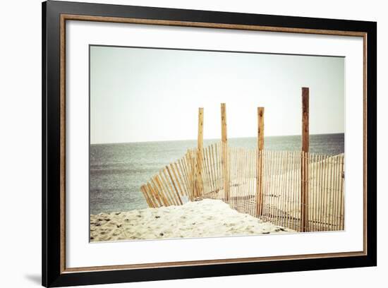 Wooden Beach Fence-Jessica Reiss-Framed Photographic Print