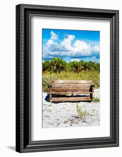 Wooden Bench overlooking a Florida wild Beach-Philippe Hugonnard-Framed Photographic Print