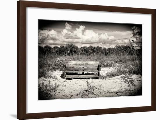 Wooden Bench overlooking a Florida wild Beach-Philippe Hugonnard-Framed Photographic Print