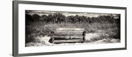 Wooden Bench overlooking a Florida wild Beach-Philippe Hugonnard-Framed Photographic Print