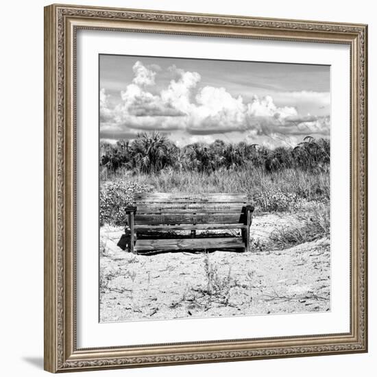 Wooden Bench overlooking a Florida wild Beach-Philippe Hugonnard-Framed Photographic Print