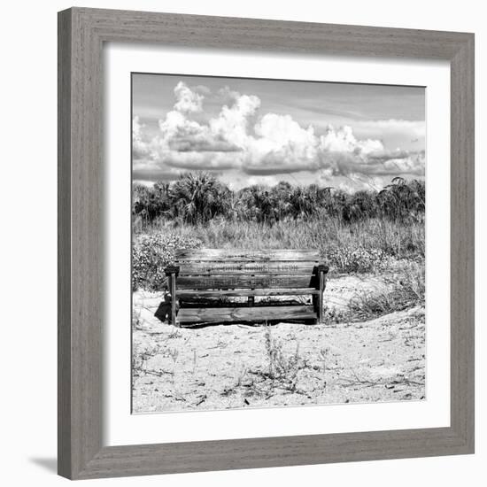 Wooden Bench overlooking a Florida wild Beach-Philippe Hugonnard-Framed Photographic Print