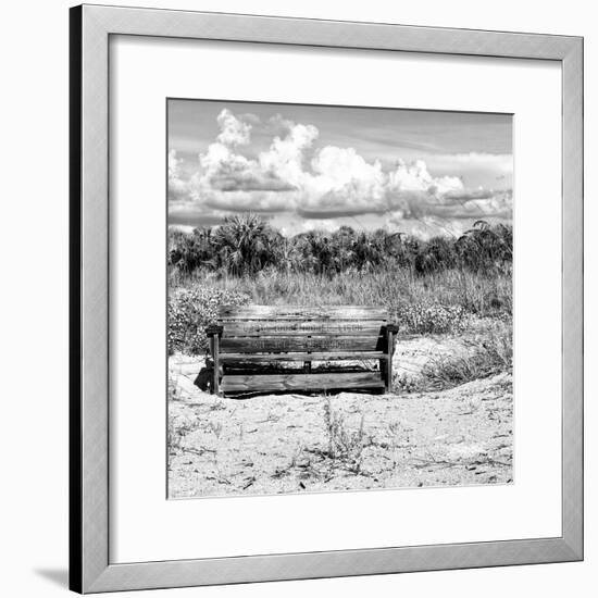 Wooden Bench overlooking a Florida wild Beach-Philippe Hugonnard-Framed Photographic Print