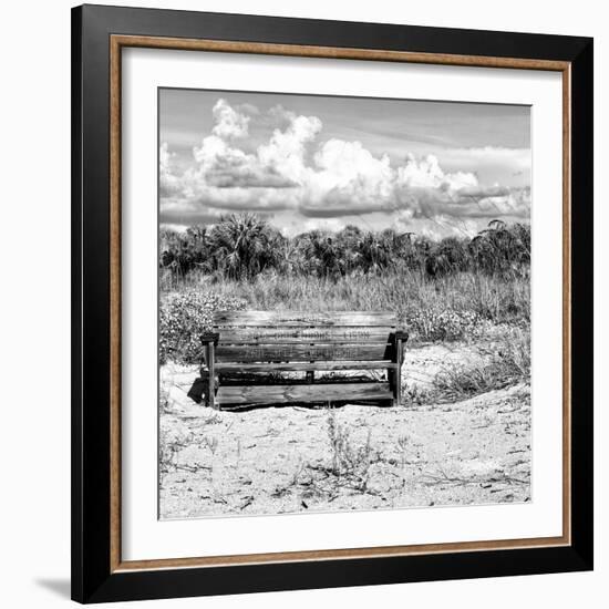 Wooden Bench overlooking a Florida wild Beach-Philippe Hugonnard-Framed Photographic Print