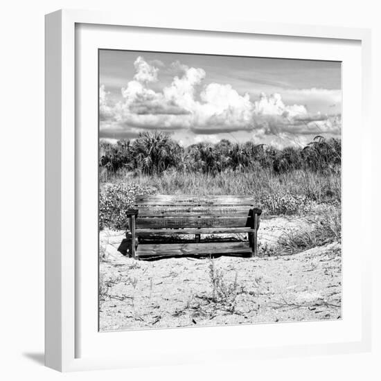 Wooden Bench overlooking a Florida wild Beach-Philippe Hugonnard-Framed Photographic Print