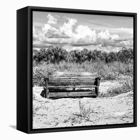 Wooden Bench overlooking a Florida wild Beach-Philippe Hugonnard-Framed Premier Image Canvas