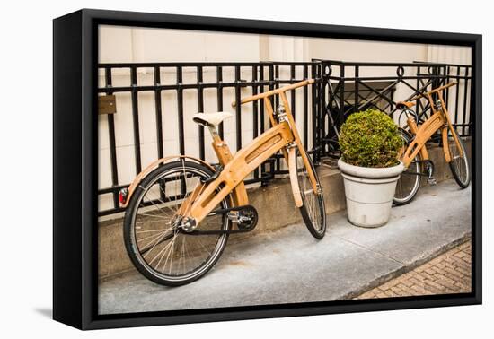 Wooden Bicycles in Amsterdam-Erin Berzel-Framed Premier Image Canvas