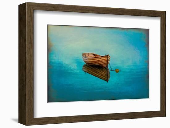 Wooden boat at anchorage is the epitome of simplicity. Westport, County Mayo, Ireland.-Betty Sederquist-Framed Photographic Print