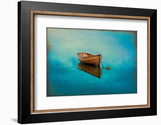 Wooden boat at anchorage is the epitome of simplicity. Westport, County Mayo, Ireland.-Betty Sederquist-Framed Photographic Print