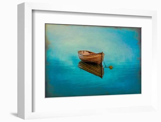 Wooden boat at anchorage is the epitome of simplicity. Westport, County Mayo, Ireland.-Betty Sederquist-Framed Photographic Print