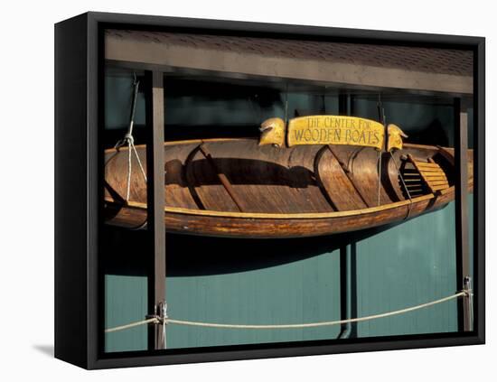 Wooden Boat Hanging at The Center for Wooden Boats, Seattle, Washington, USA-William Sutton-Framed Premier Image Canvas