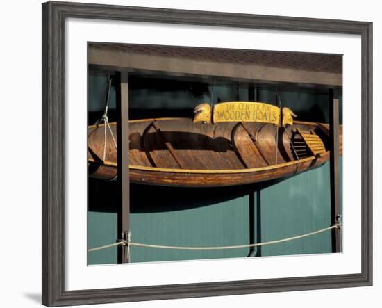 Wooden Boat Hanging at The Center for Wooden Boats, Seattle, Washington, USA-William Sutton-Framed Photographic Print