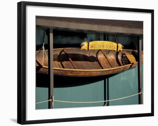 Wooden Boat Hanging at The Center for Wooden Boats, Seattle, Washington, USA-William Sutton-Framed Photographic Print