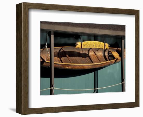 Wooden Boat Hanging at The Center for Wooden Boats, Seattle, Washington, USA-William Sutton-Framed Photographic Print