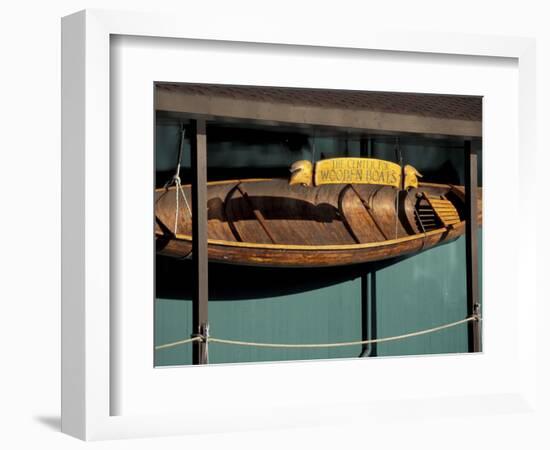 Wooden Boat Hanging at The Center for Wooden Boats, Seattle, Washington, USA-William Sutton-Framed Photographic Print