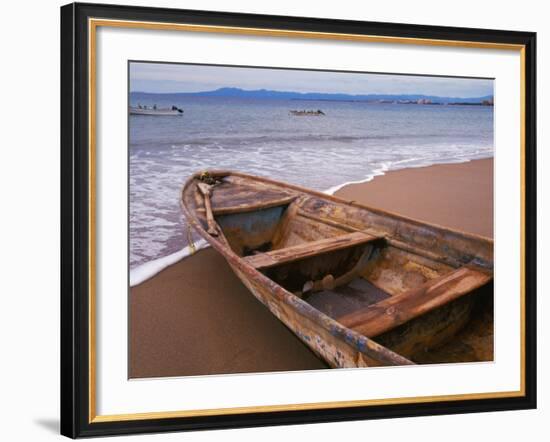 Wooden Boat Looking Out on Banderas Bay, The Colonial Heartland, Puerto Vallarta, Mexico-Tom Haseltine-Framed Photographic Print