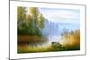 Wooden Boat On The Bank Of Lake On A Decline-balaikin2009-Mounted Art Print