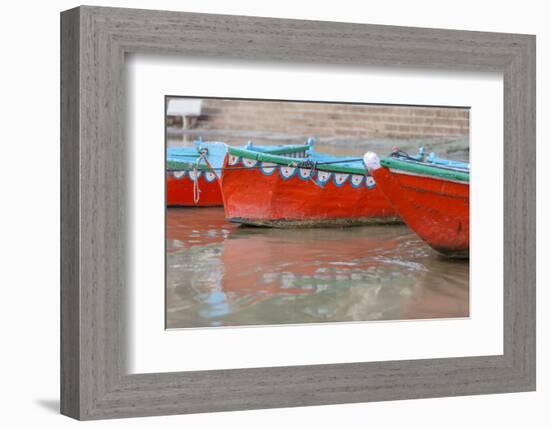 Wooden Boats in Ganges River, Varanasi, India-Ali Kabas-Framed Photographic Print