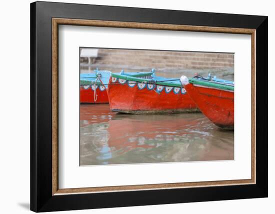 Wooden Boats in Ganges River, Varanasi, India-Ali Kabas-Framed Photographic Print