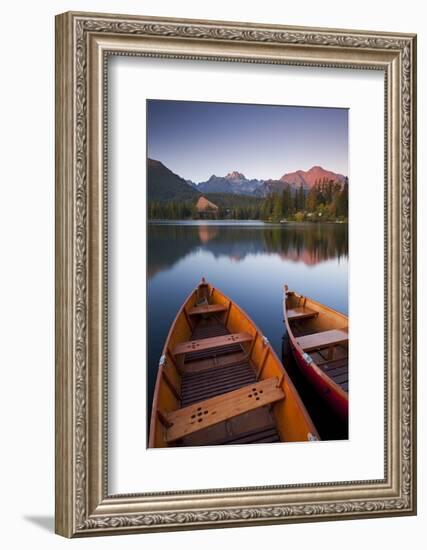 Wooden Boats on Strbske Pleso Lake in the Tatra Mountains of Slovakia, Europe. Autumn-Adam Burton-Framed Photographic Print