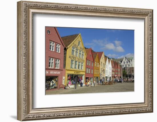 Wooden Buildings on the Waterfront, Bryggen, Vagen Harbour, UNESCO Site, Bergen, Hordaland, Norway-Gary Cook-Framed Photographic Print