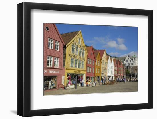 Wooden Buildings on the Waterfront, Bryggen, Vagen Harbour, UNESCO Site, Bergen, Hordaland, Norway-Gary Cook-Framed Photographic Print