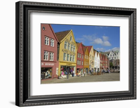 Wooden Buildings on the Waterfront, Bryggen, Vagen Harbour, UNESCO Site, Bergen, Hordaland, Norway-Gary Cook-Framed Photographic Print