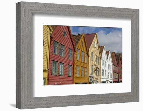 Wooden Buildings on the Waterfront, Bryggen, Vagen Harbour, UNESCO Site, Bergen, Hordaland, Norway-Gary Cook-Framed Photographic Print