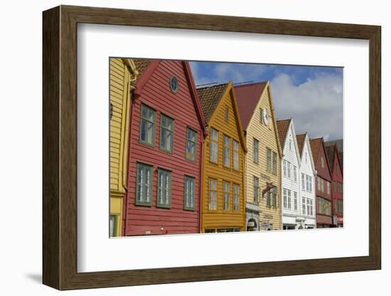 Wooden Buildings on the Waterfront, Bryggen, Vagen Harbour, UNESCO Site, Bergen, Hordaland, Norway-Gary Cook-Framed Photographic Print