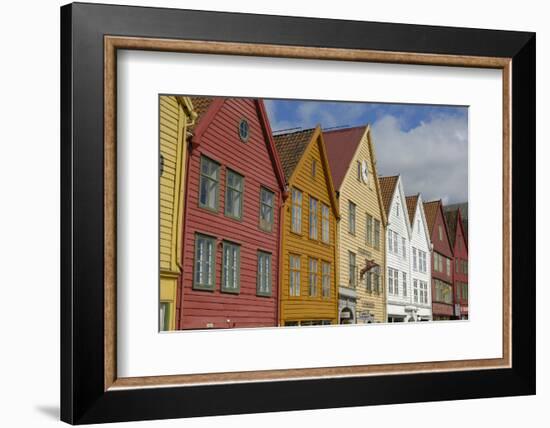 Wooden Buildings on the Waterfront, Bryggen, Vagen Harbour, UNESCO Site, Bergen, Hordaland, Norway-Gary Cook-Framed Photographic Print