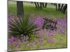 Wooden Cart in Field of Phlox, Blue Bonnets, and Oak Trees, Near Devine, Texas, USA-Darrell Gulin-Mounted Photographic Print