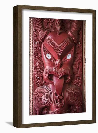 Wooden Carving at a Maori Meeting House, Waitangi Treaty Grounds, Bay of Islands-Matthew Williams-Ellis-Framed Photographic Print